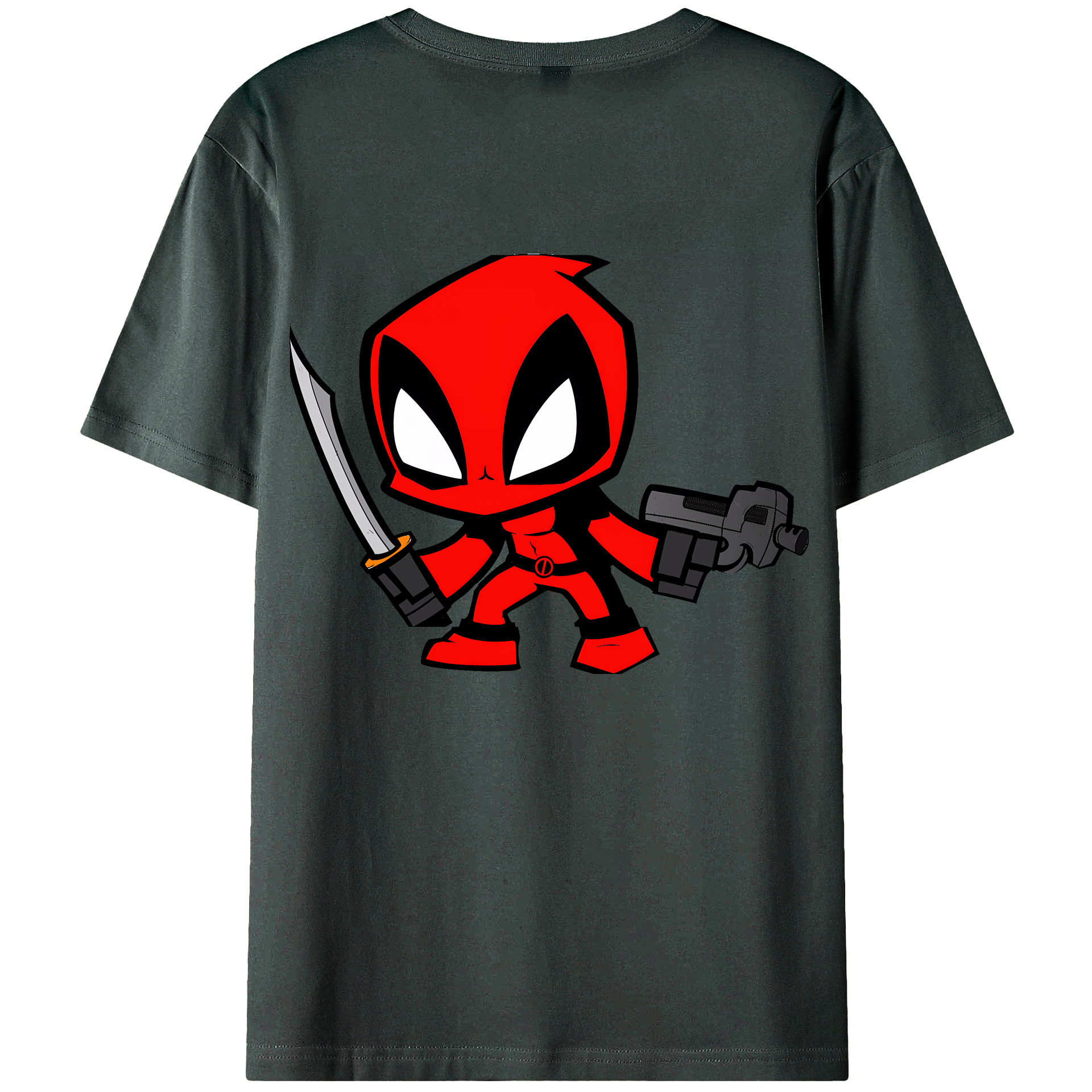（画像用） Deadpool デッドプール 綿100％ メンズ半袖Tシャツ（バックプリント） 通気性